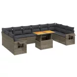 11 részes szürke polyrattan kerti ülőgarnitúra párnákkal
