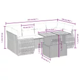7 részes fekete polyrattan kerti ülőgarnitúra párnával
