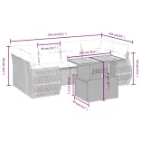 7 részes bézs polyrattan kerti ülőgarnitúra párnákkal
