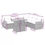 7 részes fekete polyrattan kerti ülőgarnitúra párnával