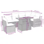7 részes bézs polyrattan kerti ülőgarnitúra párnákkal