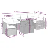 7 részes bézs polyrattan kerti ülőgarnitúra párnákkal