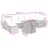 8 részes fekete polyrattan kerti ülőgarnitúra párnákkal