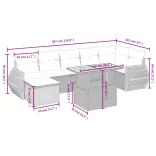 8 részes bézs polyrattan kerti ülőgarnitúra párnával