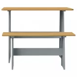 REINE mézbarna és szürke tömör fenyőfa étkezőasztal paddal