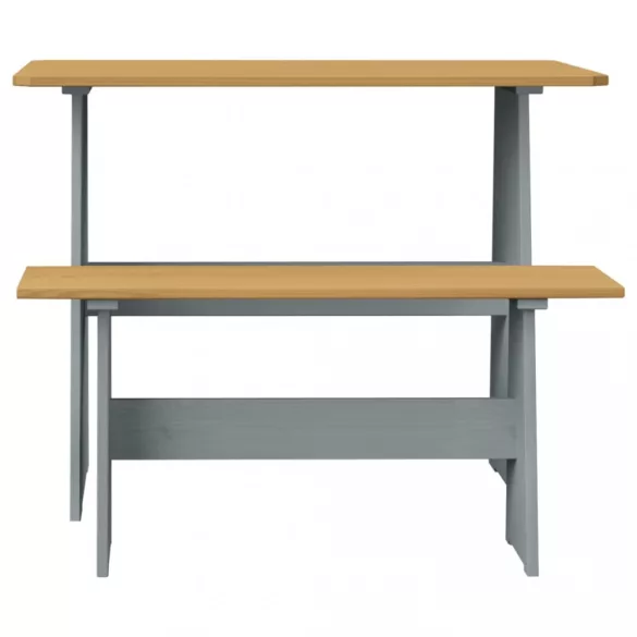 REINE mézbarna és szürke tömör fenyőfa étkezőasztal paddal