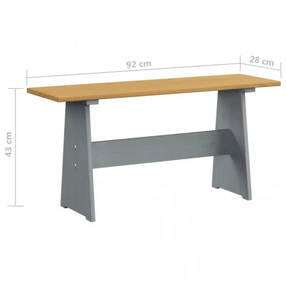 REINE mézbarna és szürke tömör fenyőfa étkezőasztal paddal