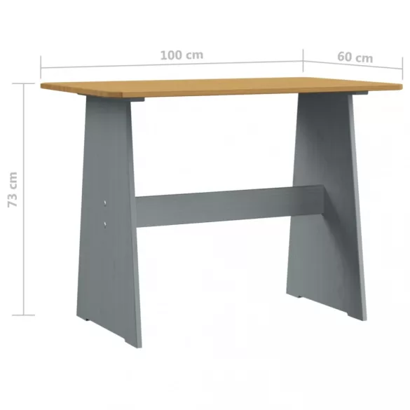 REINE mézbarna és szürke tömör fenyőfa étkezőasztal paddal