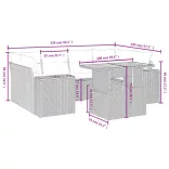 7 részes fekete polyrattan kerti ülőgarnitúra párnával