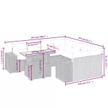 9 részes bézs polyrattan kerti ülőgarnitúra párnákkal