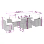 7 részes fekete polyrattan kerti ülőgarnitúra párnával