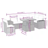 7 részes fekete polyrattan kerti ülőgarnitúra párnával