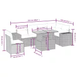 7 részes bézs polyrattan kerti ülőgarnitúra párnákkal
