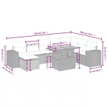 9 részes fekete polyrattan kerti ülőgarnitúra párnákkal