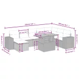 9 részes bézs polyrattan kerti ülőgarnitúra párnákkal