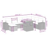 9 részes szürke polyrattan kerti ülőgarnitúra párnákkal