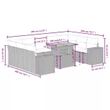 10 részes fekete polyrattan kerti ülőgarnitúra párnákkal