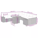 11 részes bézs polyrattan kerti ülőgarnitúra párnákkal