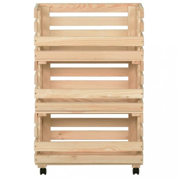 tömör fenyőfa zöldséges kocsi 37 x 30 x 80 cm