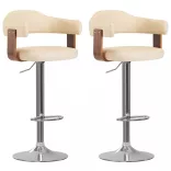 2 db krémszínű hajlított fa és műbőr bárszék