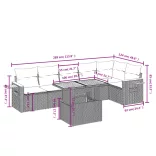 7 részes bézs polyrattan kerti ülőgarnitúra párnákkal