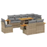 9 részes bézs polyrattan kerti ülőgarnitúra párnákkal