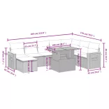 8 részes bézs polyrattan kerti ülőgarnitúra párnával