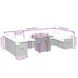 11 részes szürke polyrattan kerti ülőgarnitúra párnákkal