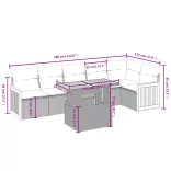 7 részes fekete polyrattan kerti ülőgarnitúra párnával