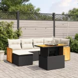 7 részes fekete polyrattan kerti ülőgarnitúra párnával