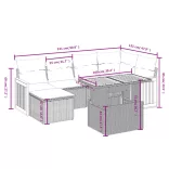 7 részes fekete polyrattan kerti ülőgarnitúra párnával