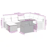 8 részes bézs polyrattan kerti ülőgarnitúra párnával