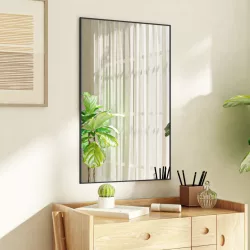 fekete üveg és alumínium ajtótükör 50x80 cm