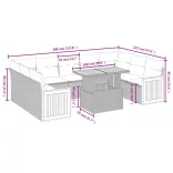10 részes fekete polyrattan kerti ülőgarnitúra párnákkal