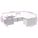 10 részes fekete polyrattan kerti ülőgarnitúra párnákkal
