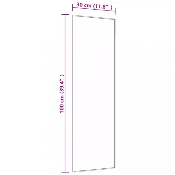 arany üveg és alumínium ajtótükör 30x100 cm