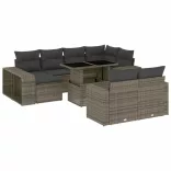 11 részes szürke polyrattan kerti ülőgarnitúra párnákkal