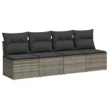 11 részes szürke polyrattan kerti ülőgarnitúra párnákkal