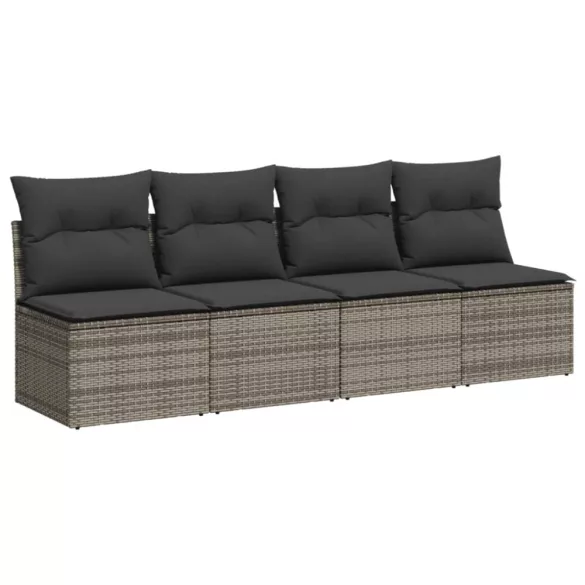 11 részes szürke polyrattan kerti ülőgarnitúra párnákkal