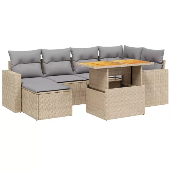 11 részes szürke polyrattan kerti ülőgarnitúra párnákkal