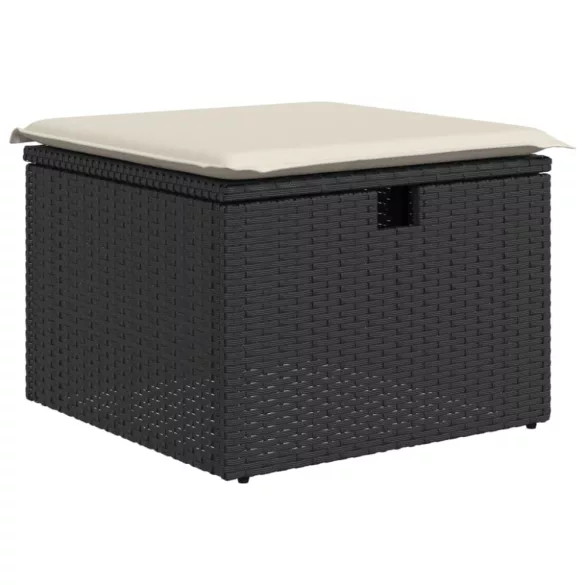 7 részes fekete polyrattan kerti ülőgarnitúra párnával