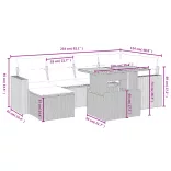 7 részes fekete polyrattan kerti ülőgarnitúra párnával