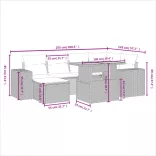 7 részes fekete polyrattan kerti ülőgarnitúra párnával