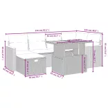 7 részes fekete polyrattan kerti ülőgarnitúra párnával