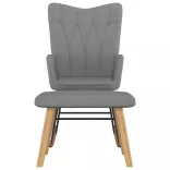 sötétszürke szövet hintaszék lábtartóval