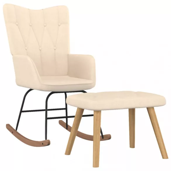 krémszínű szövet hintaszék szék zsámollyal