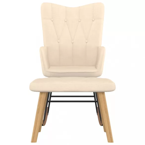 krémszínű szövet hintaszék szék zsámollyal