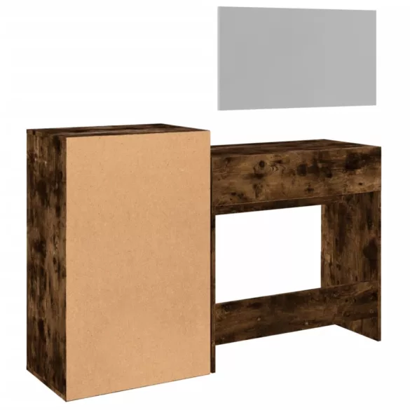 3 részes füstös tölgy színű szerelt fa fésülködőasztal-szett