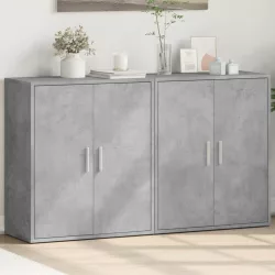   2 db betonszürke szerelt fa tálalószekrény 60 x 31 x 70 cm