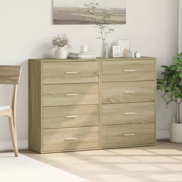 2 db sonoma tölgy színű szerelt fa tálalóasztal 60 x 31 x 84 cm
